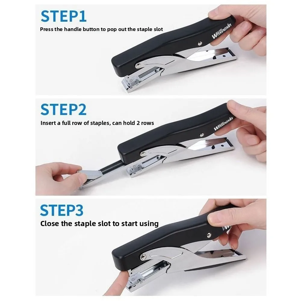 Multifunction Labor-Saving Stapler Hand Operated Portable Paper Stapling Machine with 1000pcs Nails Simple Desktop Stapler