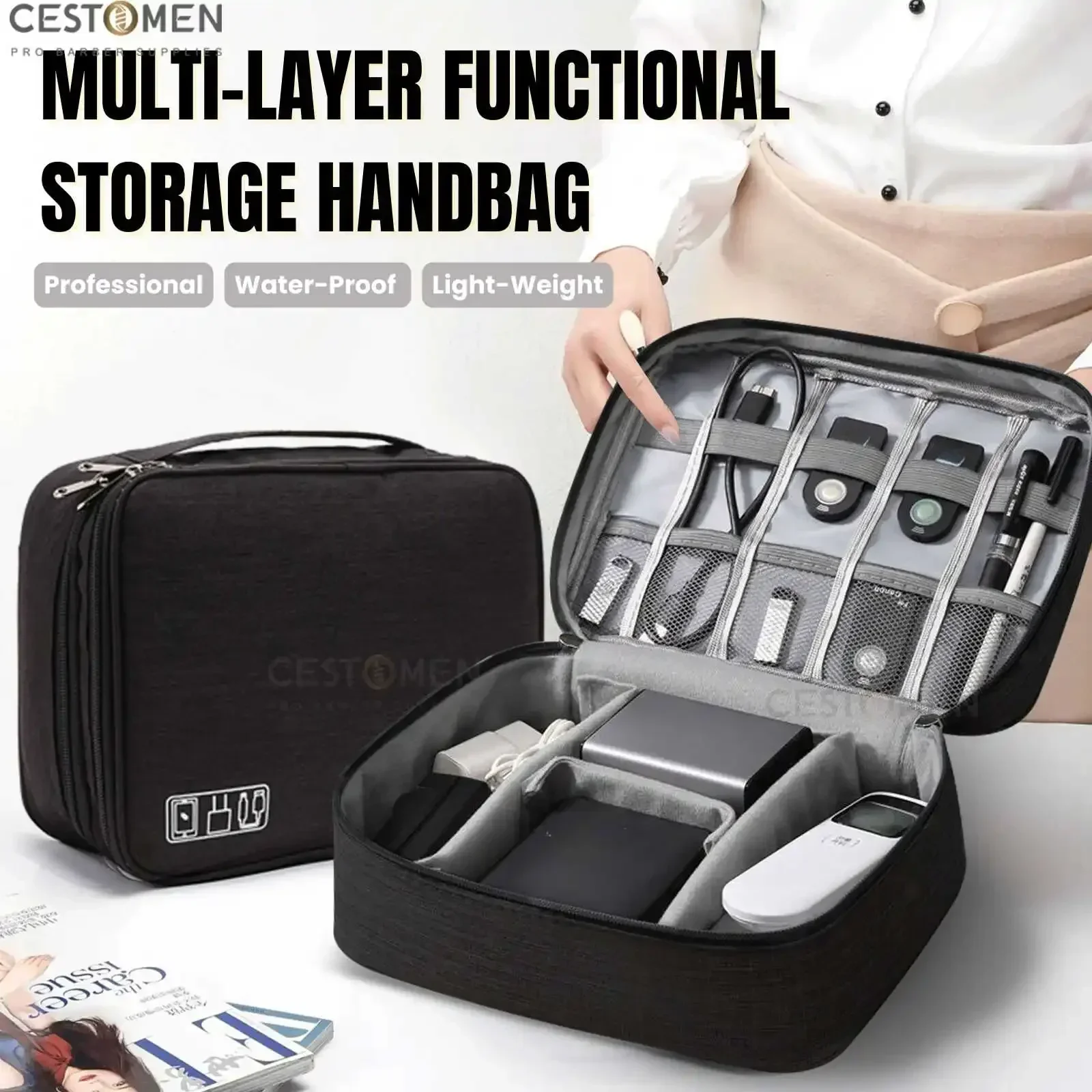 

Professional Multi-Layer Functional Storage Handbag For Travel Barbershop Large Capacity Backpack Storage Bag Barber Accessories