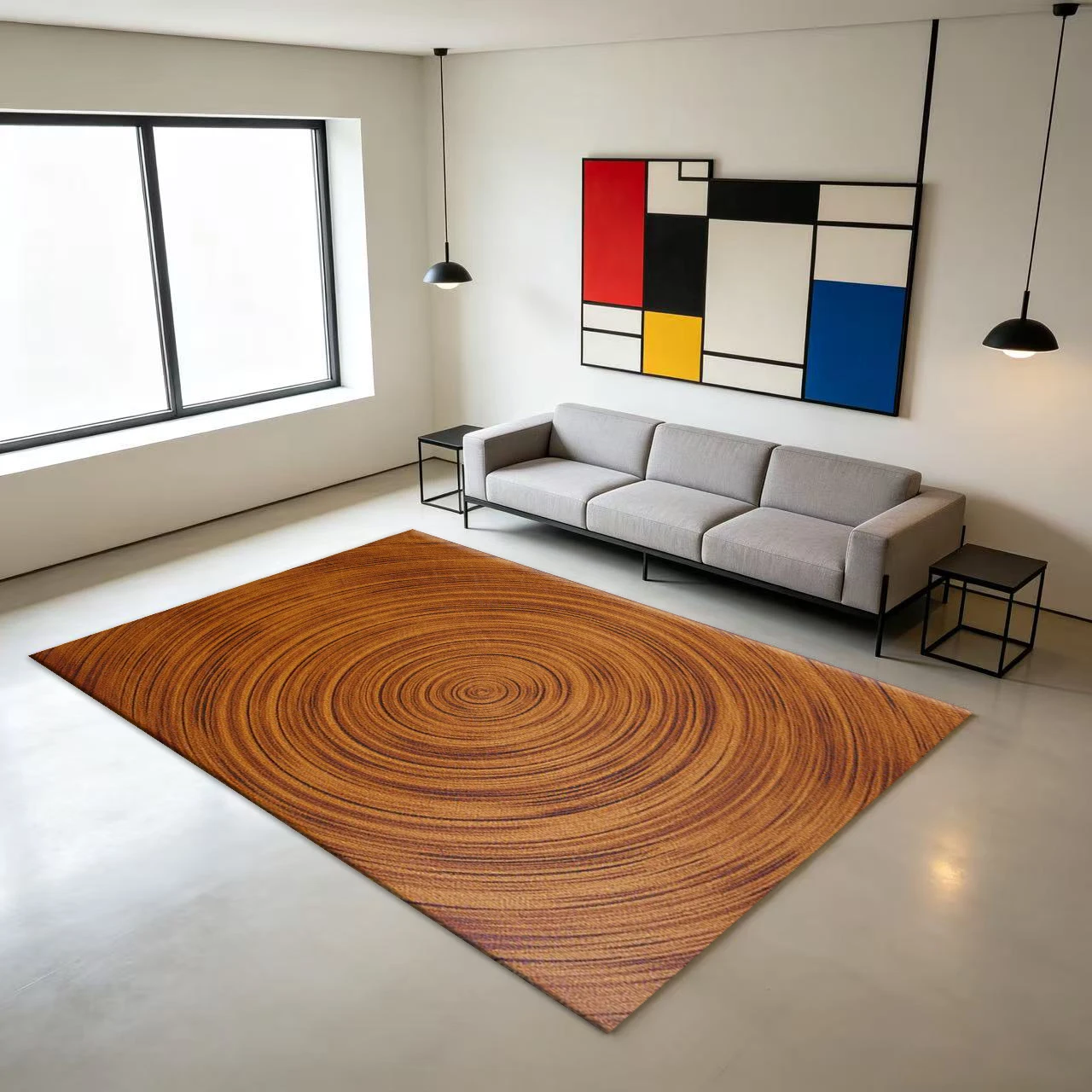 Wood Grain Texture Carpet, Natural Style Carpet, Non-Slip Floor Mat Suitable for Home Bedroom and Living Room