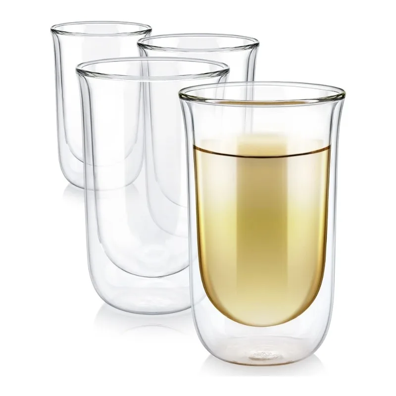 

Tulip Insulated Glasses for Tea,Coffee and other Beverages-Double Walled Borosilicate Glass Keeps Drinks Hot/Cold,12 oz