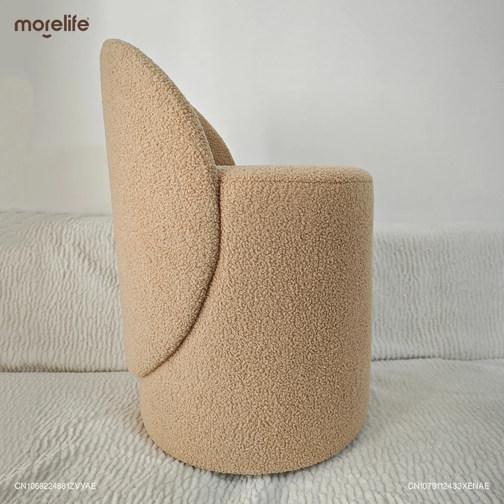 Nordic 360° Rotary Cashmere Lamb Khaki Dressing Stools Footstool Makeup Chair Circular Shoe Changing Stool Home Furniture