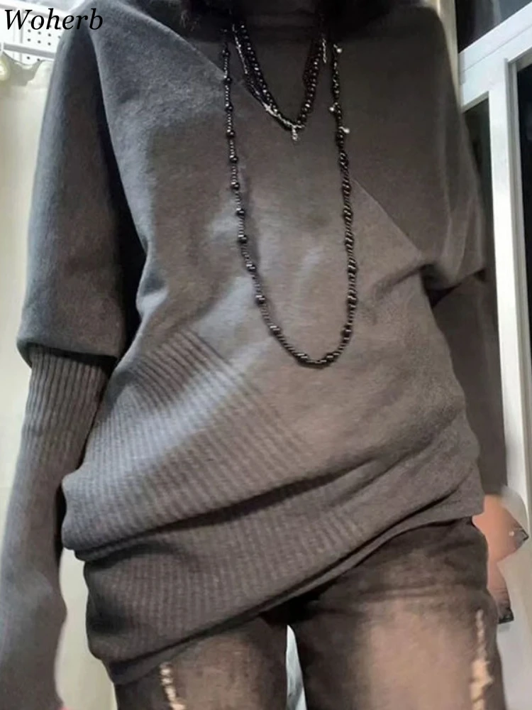 

2025 Women Clothing Turtleneck Sweater Sueter Mujer Fashion New Batwing Sleeve Jumper Pull Femme Casual Loose Knitting Pullovers