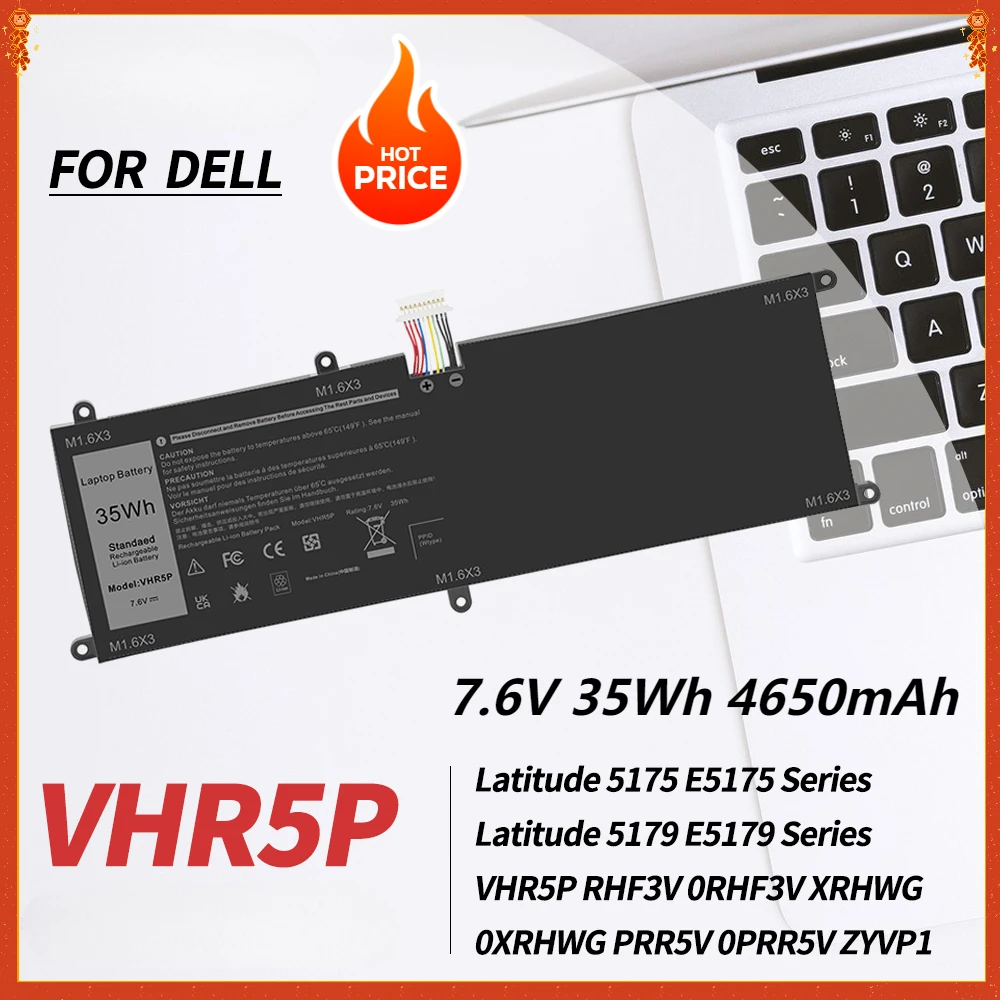 

VHR5P Laptop Battery Replacement for Dell Latitude 5175 5179 Series Notebook Tablet RHF3V 0RHF3V XRHWG 0XRHWG PRR5V 0PRR5V ZYVP1