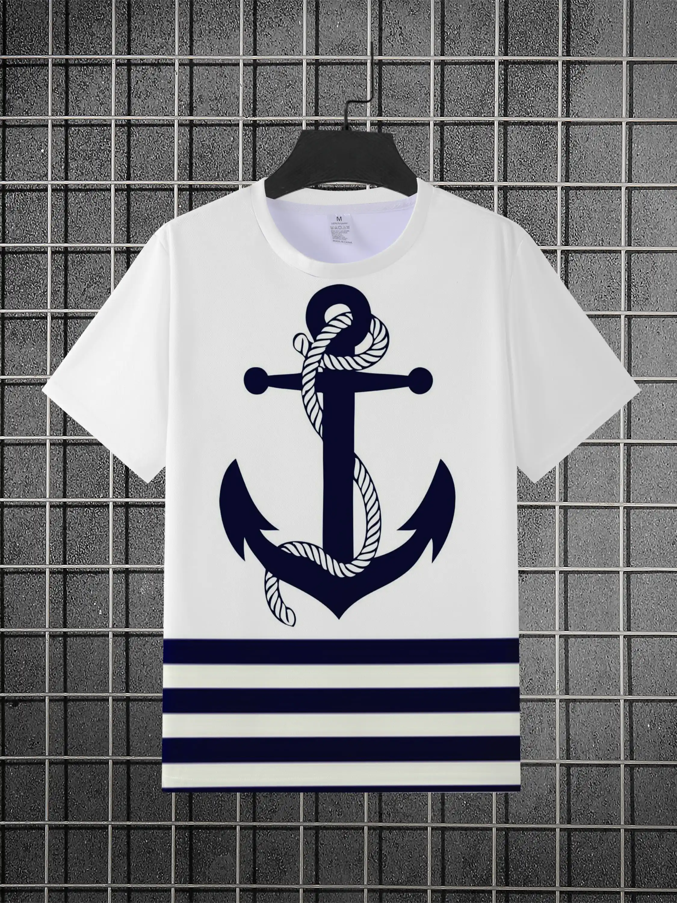 New men's short-sleeve T-shirt, loose-fitting and tailored with printed designs, versatile basic crew-neck top suitable for spri