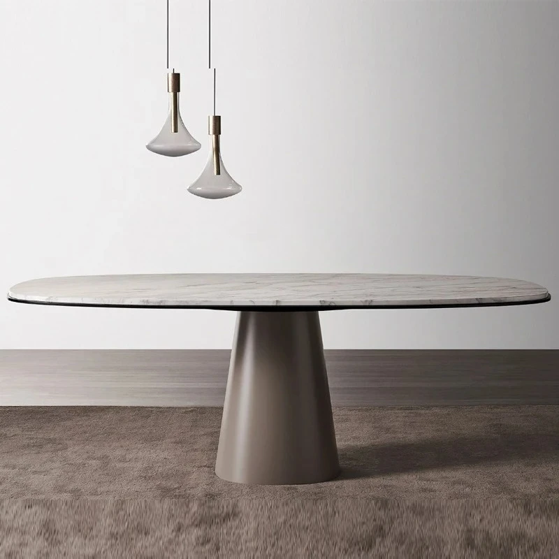 A  Natural marble, dining table household small apartment simple modern rectangular dining table and chair combination