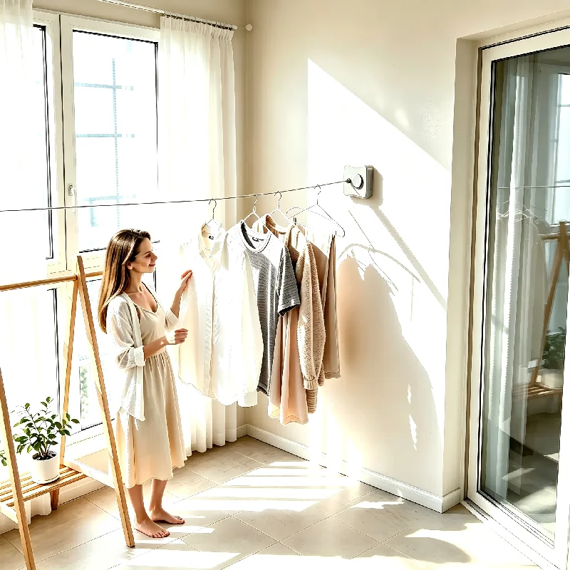 Retractable Clothesline for Drying Clothes Outdoor Indoor Clothes Hanging Line Extendable Wall Mount Clothes Wire