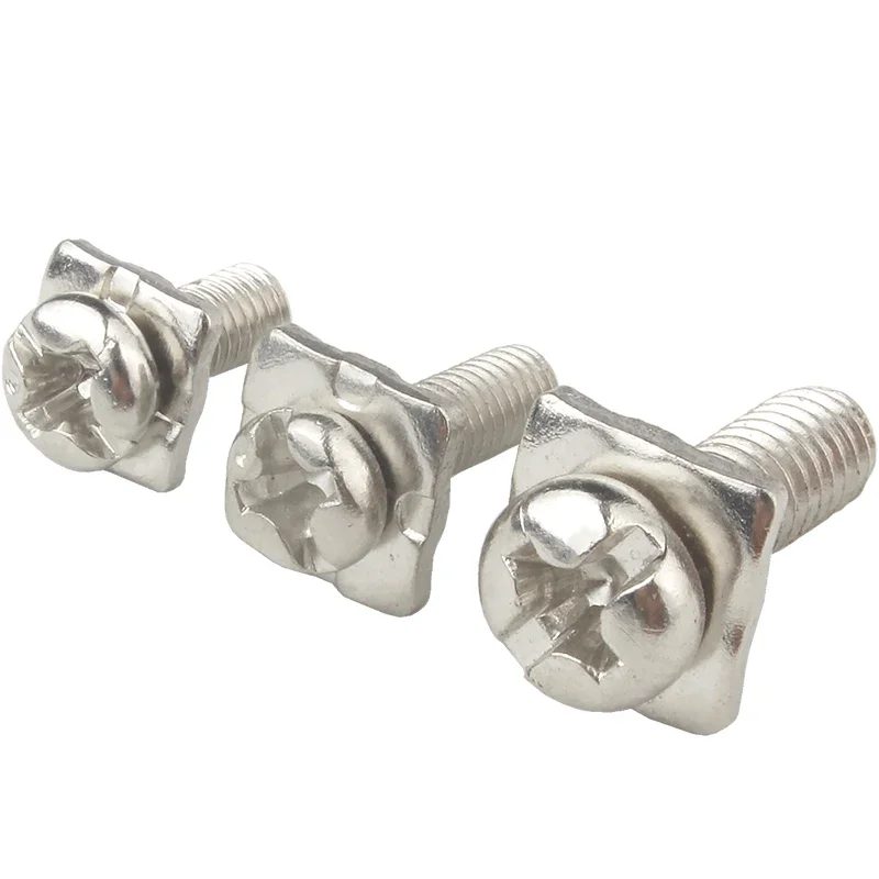 M3~M5 Pan Head Square Washer Screw Nickel Plated Cross Pan Head Square Washer Bolt Combination Wiring Terminal Crimping Screw