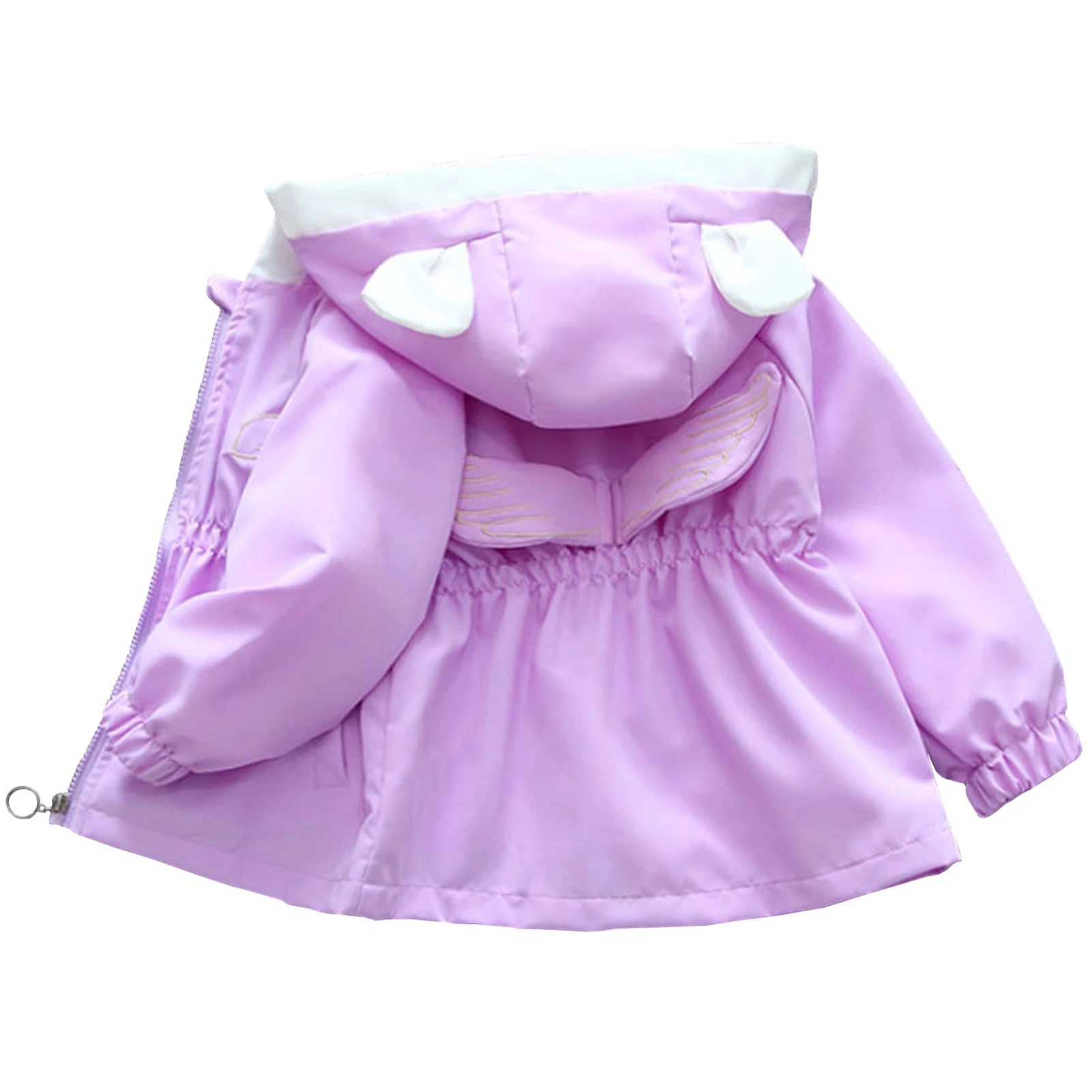

Girls Windbreaker Ear Hooded Casual Children's Trench Coat with Wings Kids Long Sleeve Jacket Outfits Spring Autumn Outerwear