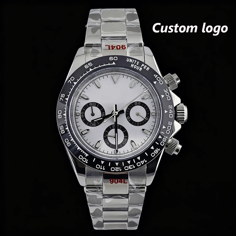 Reloj VK63 cronógrafo para hombre, reloj de acero inoxidable, reloj para hombre con logotipo personalizado, cristal de zafiro, reloj con movimiento VK63