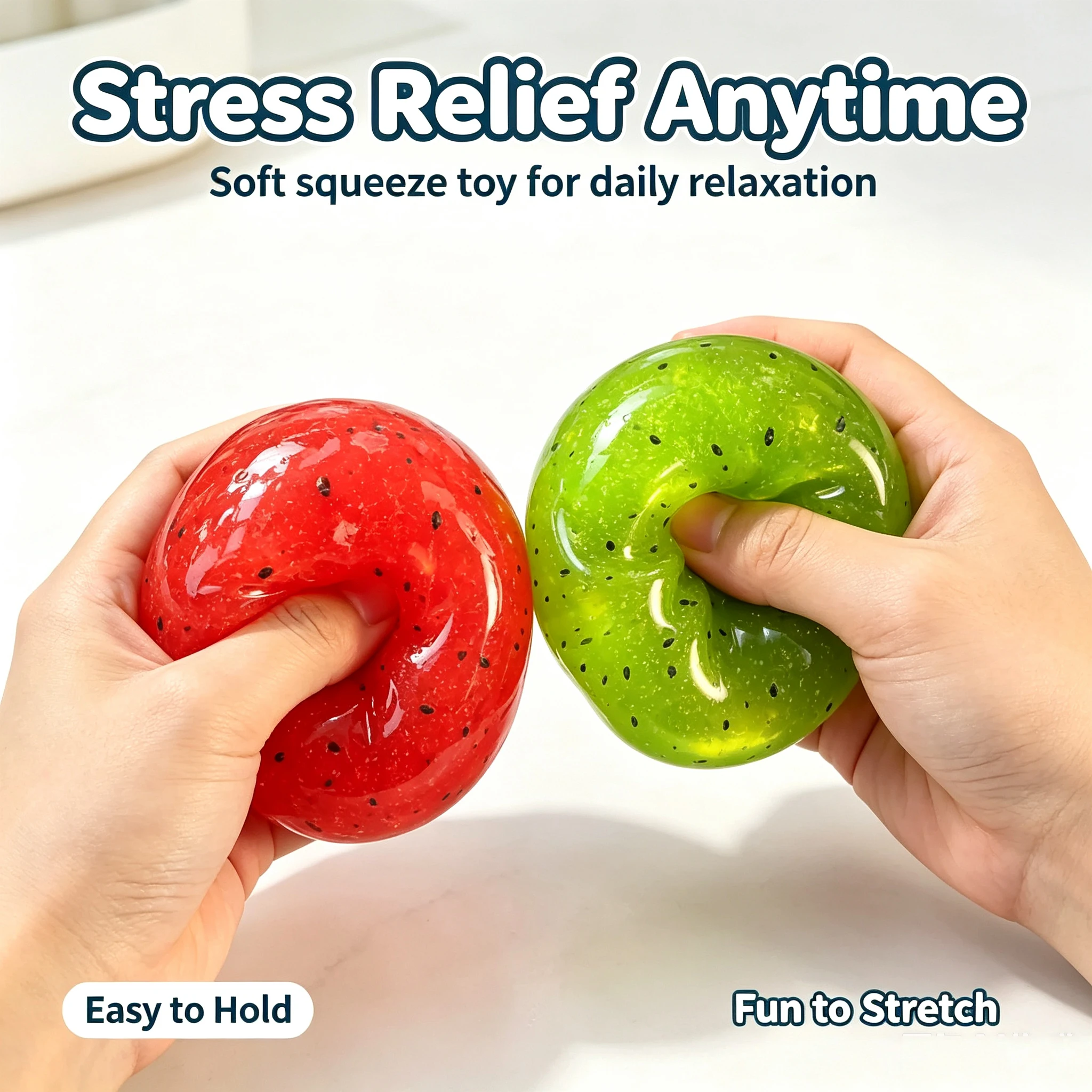 Kiwi Watermelon Slime Kneading Fun Ice Sand Ground, Sensory Stress Relief Toy Repeatedly Kneading Relieves Anxiety Emotions
