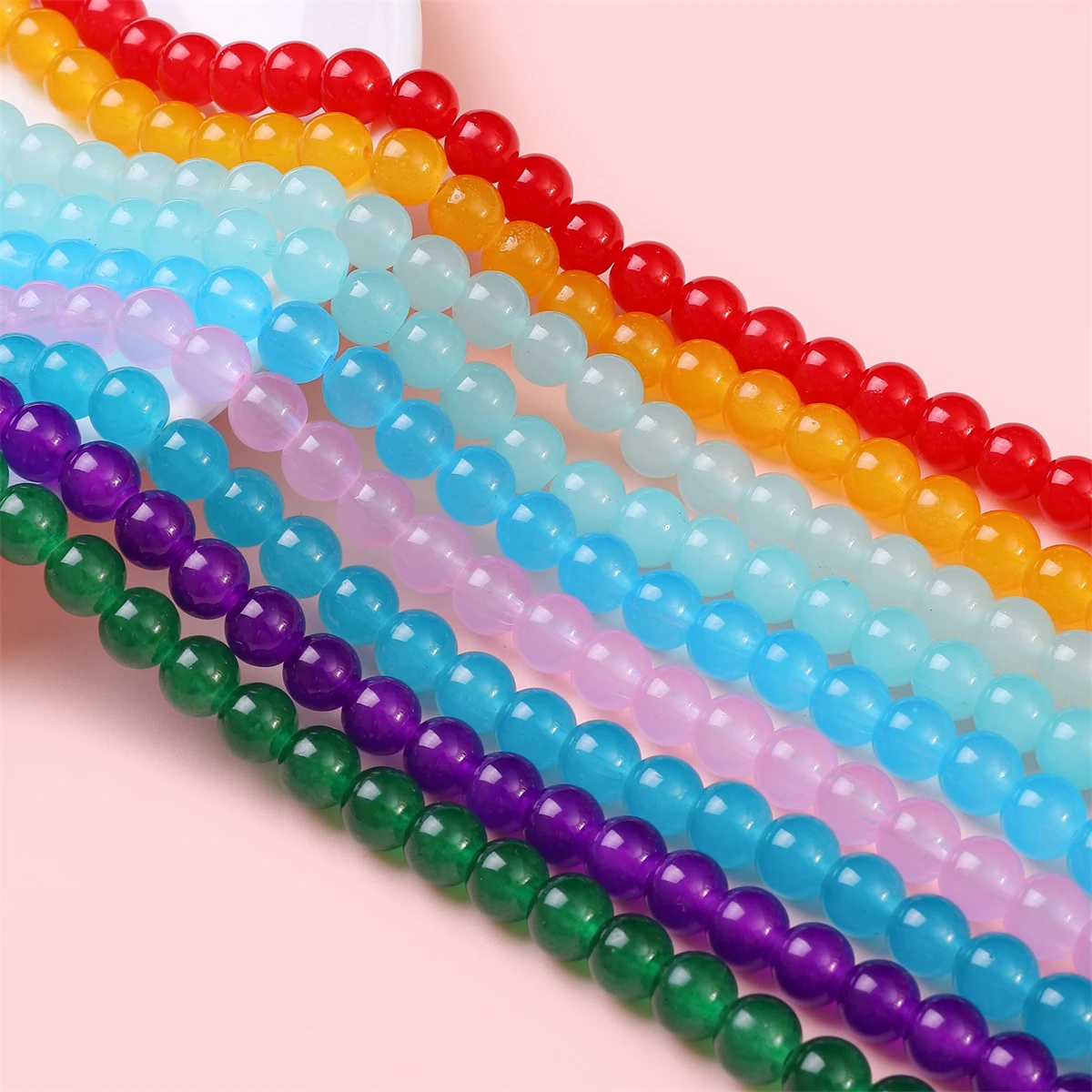 6mm 8mm Round Opaque Glass Loose Spacer Beads Jewelry DIY Making Bracelet  Necklace Earring Craft Bulk Lot Wholesale 50Pcs