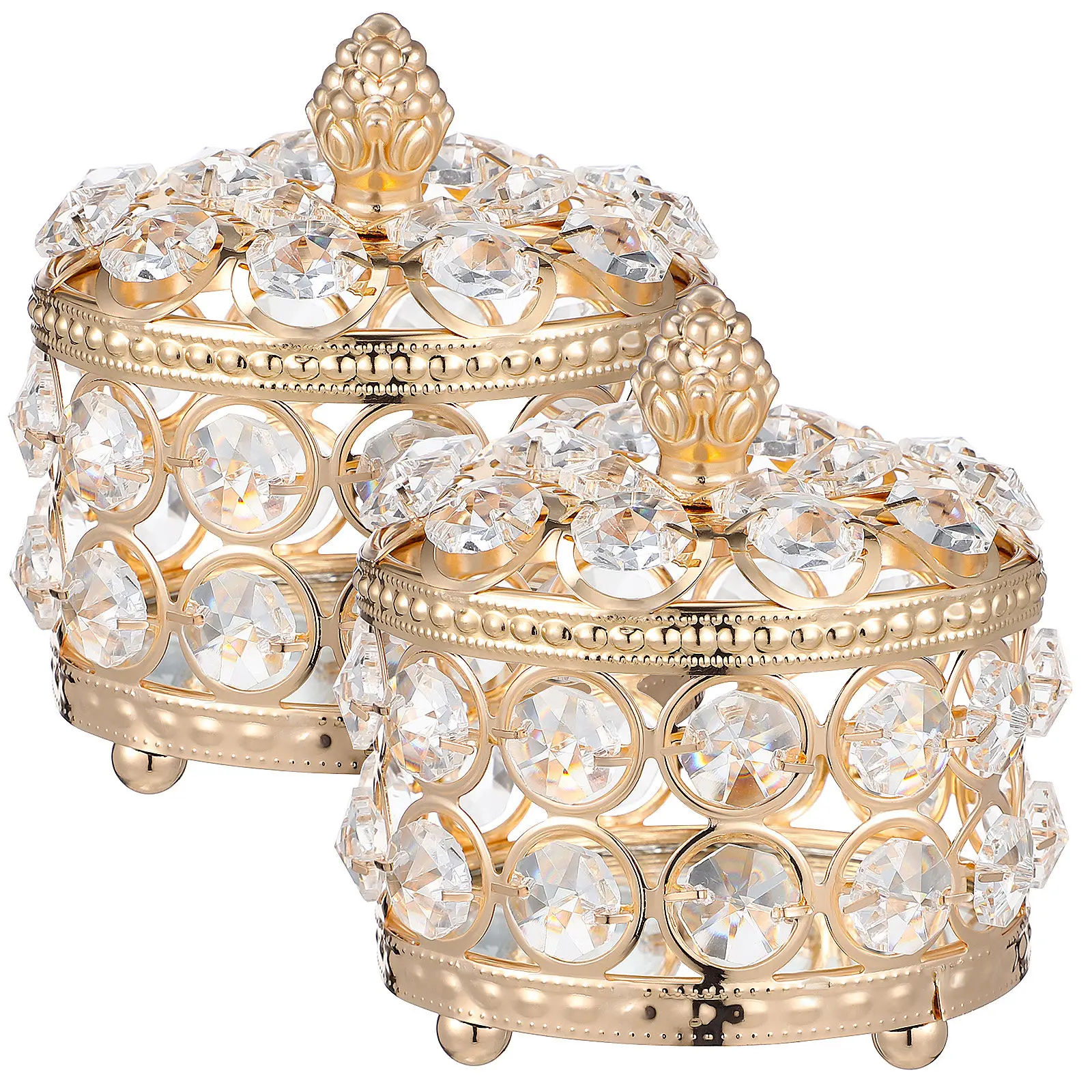 

2Pcs Crystal Jewelry Boxes Small Delicate Storage Holders for Rings Earrings Necklace Decorative Organizer Jewelry Box