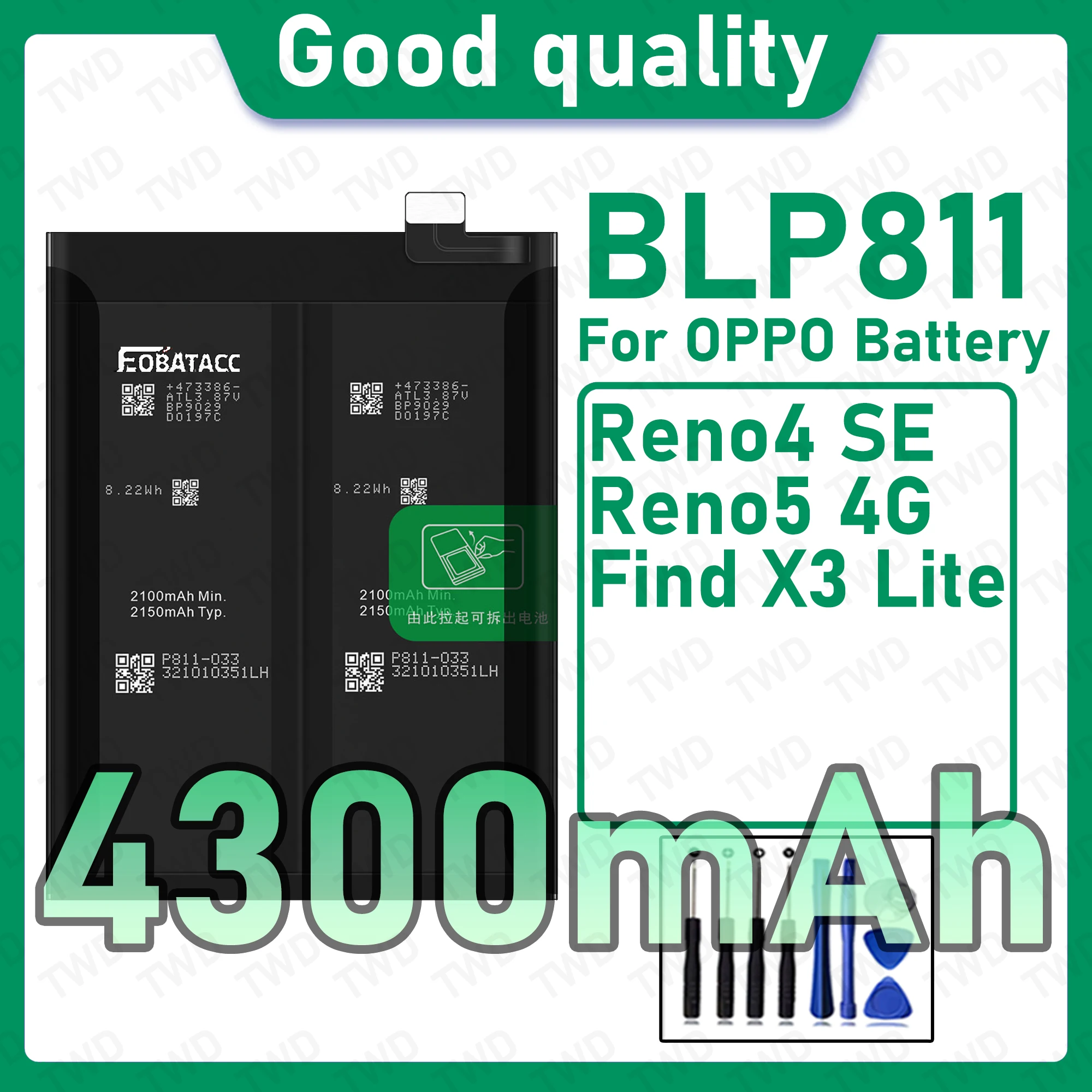 BLP811 Brand New High Capacity Rechargeable Li-ion Replacement Battery For OPPO Reno4 SE Reno5 4G Find X3 Lite Bateria+Free Tool