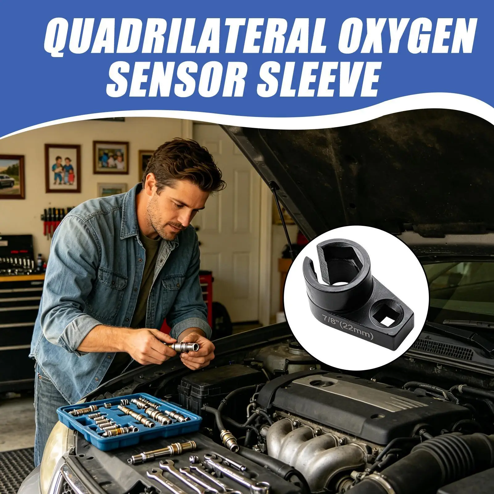 Universal Drive Remover Oxygen Sensor Socket Removal Tool 22mm Engine Adapter Wrench For Automotive Engine Light Check Filter