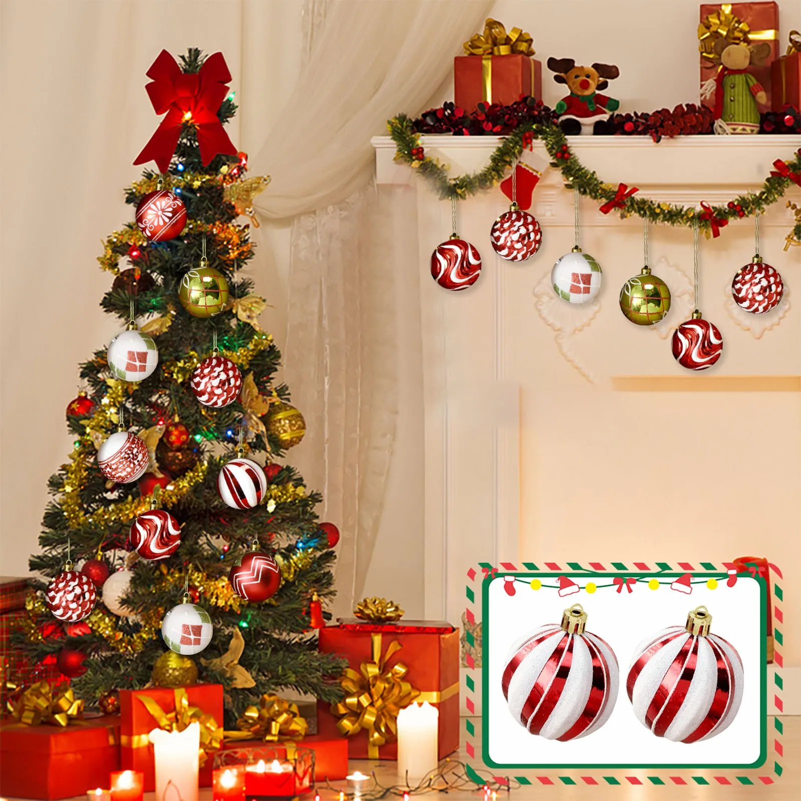 Christmas Transparent Painted Christmas Ball Set Gift Box Christmas Ball Ornaments Adornos NavideñOs Suministros Para Fiestas