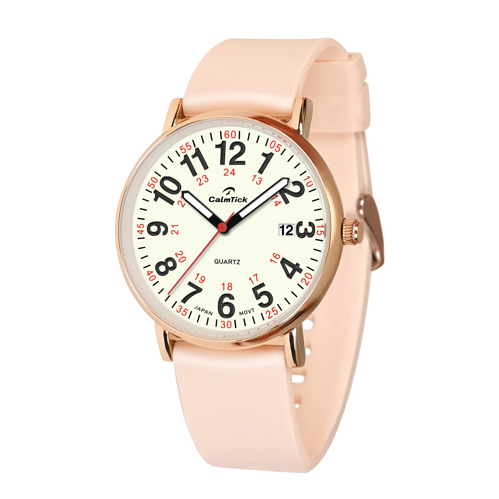 Calmtick Fine Artistic Nurse's Watch With Luminous Stopwatch Waterproof Plastic Strap