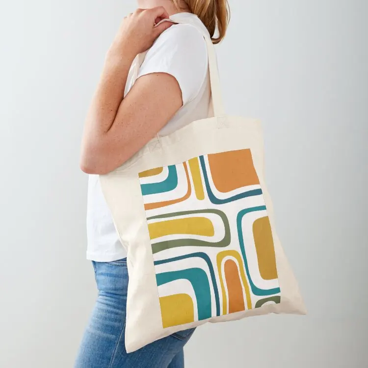 

Palm Springs Retro Midcentury Modern Abstract Pattern in Moroccan Teal, Mustard, Orange, Olive and White Tote Bag