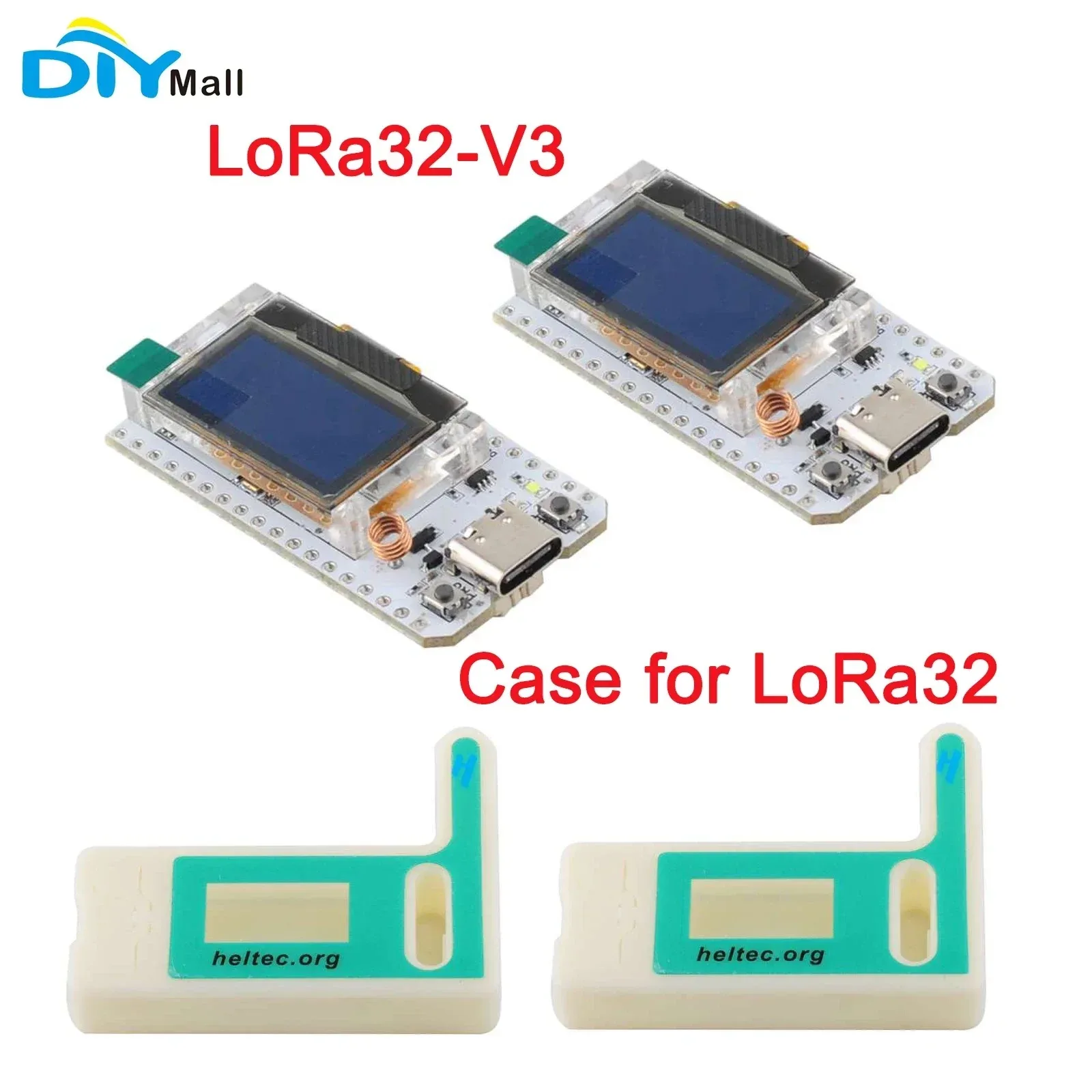 2 Sets LoRa 32 V3 Node Development Board HTIT-WB32LA_V3 LoRa32 SX1262 Wifi BLE Lora 0.96 OLED Display Kit 868Mhz 915Mhz Or Case