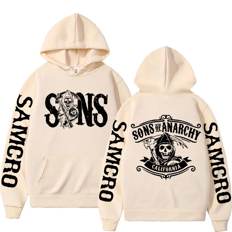 Sons of Anarchy Double Sided Graphic Hoodie Men Women Hip Hop Cool Pullover Sweatshirt Man Retro Oversized Hooded Y2k Streetwear