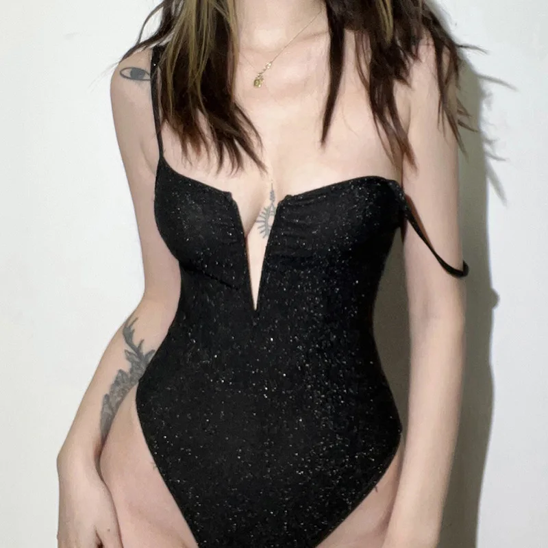 Body féminin sexy et élégant pour femmes, couleur unie, orné, tendance, polyvalent, charme mature