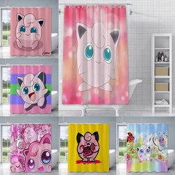 Cartoon Cute Pokémon Jigglypuff Shower Curtain Waterproof Polyester Fabric Paint Bath Curtains Home Bathroom Decor With Hook