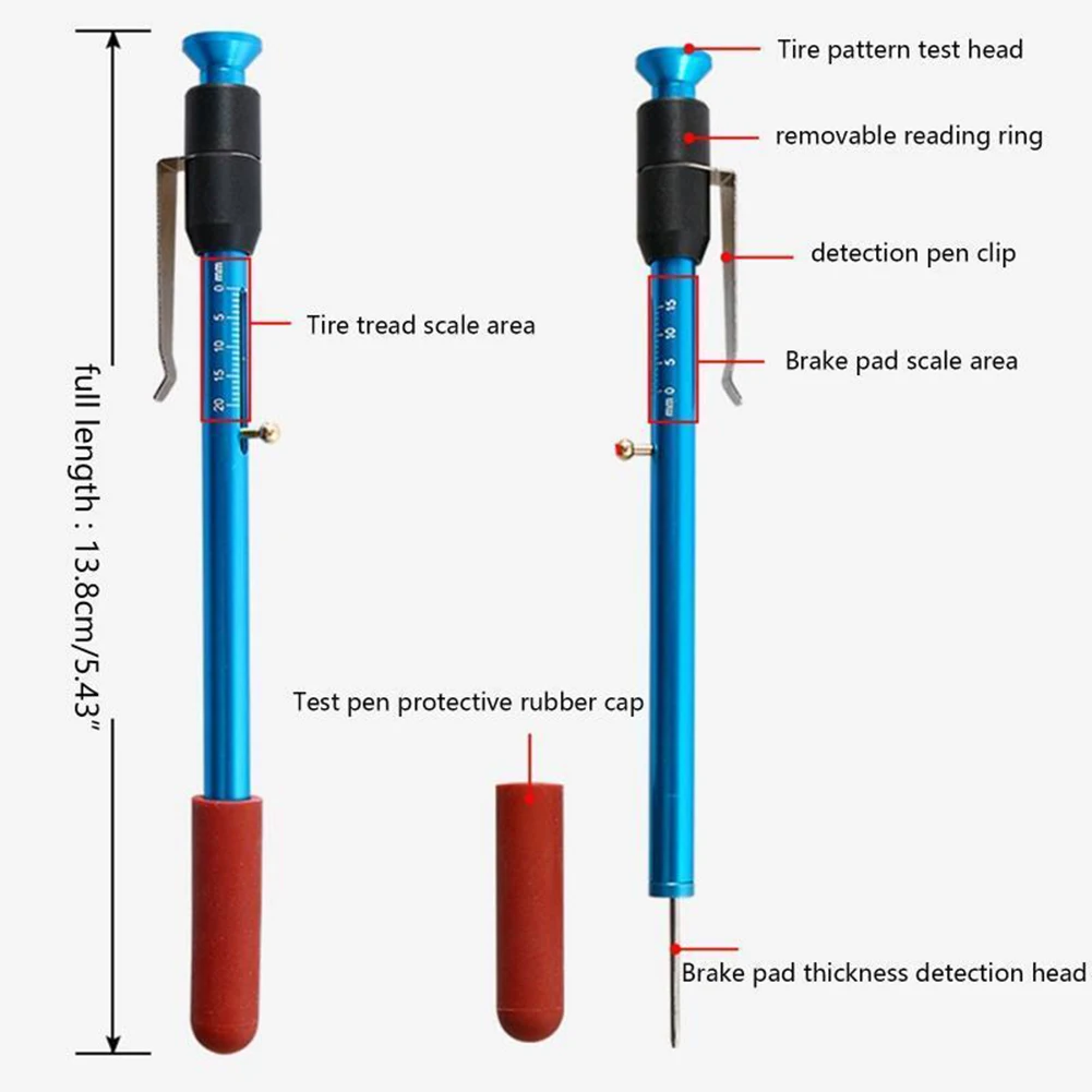 

Brake Pad Thick Gauge 13.8cm 1pc Brand New Car Accessories Tester Detection Pen Gauge Measuring Tool Brake Thick