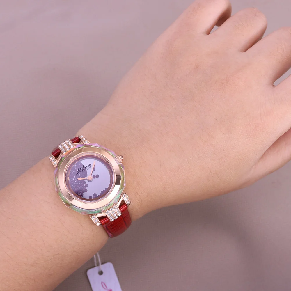 ¡Oferta! Melissa-Reloj de cristal para mujer, pulsera de cuero, sin caja, para regalo