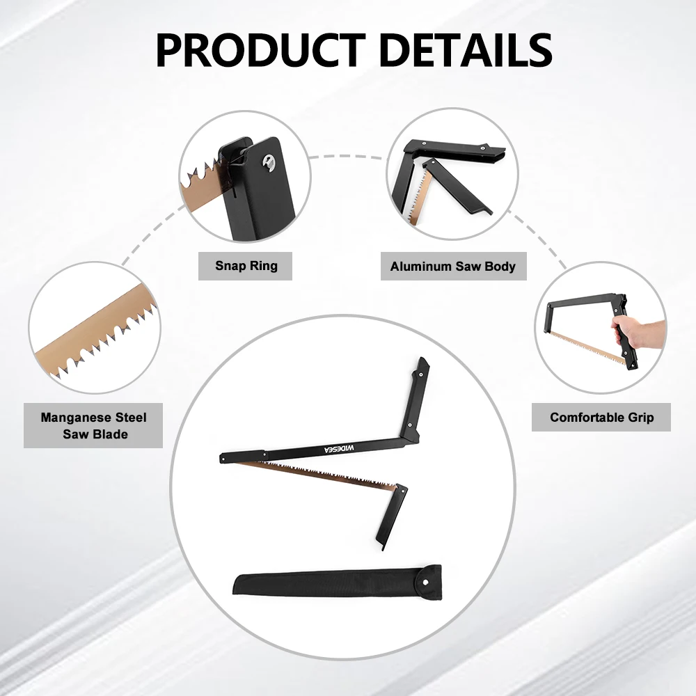 Widesea Folding Hand Saw - Manganese Steel Blade Aluminum Alloy Frame Portable Camping Saw for Tree Pruning Wood Cutting Outdoor image 5