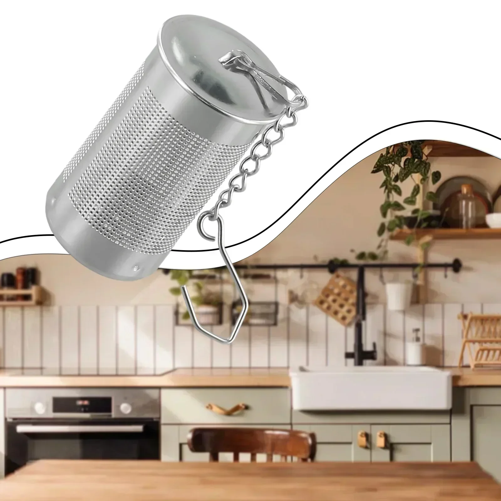 Tea Ball Strainers Stainless Steel Mesh Filters Infuser With Chain Hook Braised Ball Soup Seasoning Ball Kitchen 65mm Tea Maker