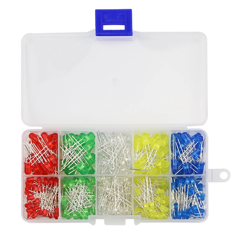 

125 Pcs 3mm 5mm LED Light Emitting Diode Beads Resistance Lights Kits Bulb Lamp Red Green White Yellow Blue 5 Colors With Box
