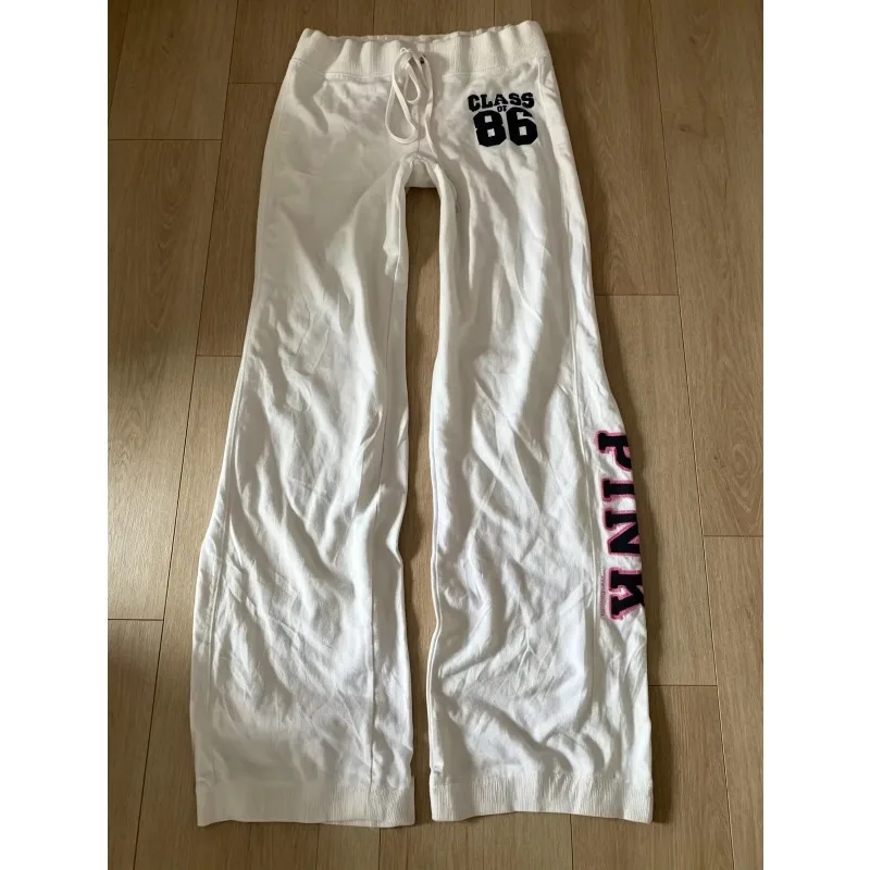 2026 Retro Harajuku American Trendy Letter Straight Pants High Street Goth Fashion High Waist Casual Adults/Kids Sports Pants