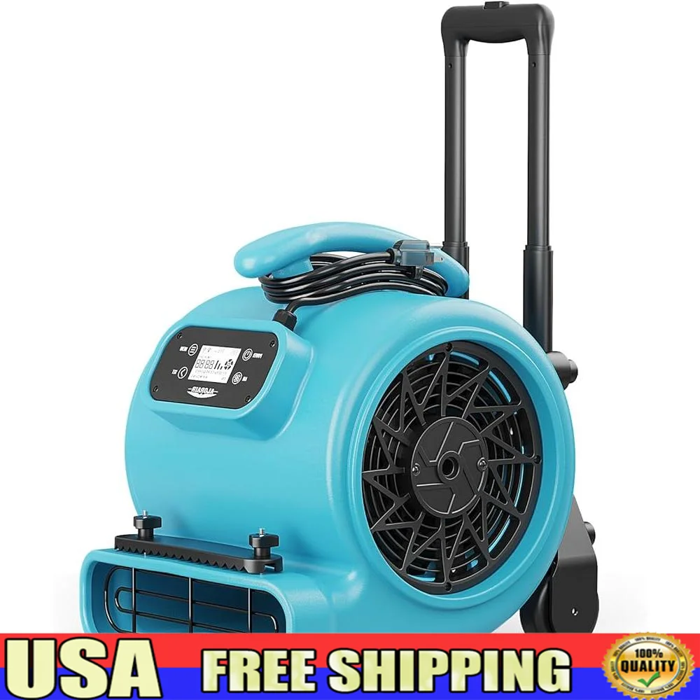 Heavy Duty Air Mover Blower 2000 CFM Adjustable Speeds Timer Caster Wheels Carpet Drying and Ventilation