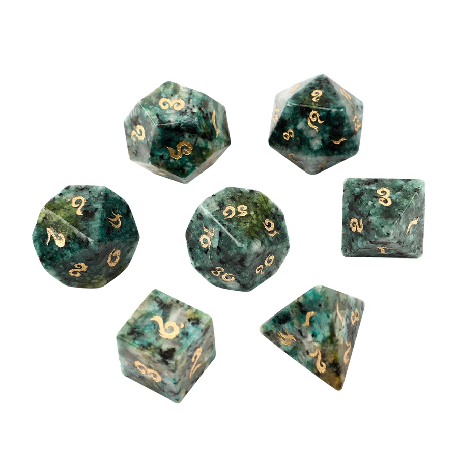 

Spot Goods Natural African Pine Stone Polyhedral DND RPG Stone Dice Ornaments Jewelry Accept Custom Font Symbol Pattern Logo