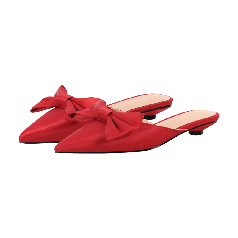 Onlymake Women Mules Pointed Toe Butterfly-knot Plus Size Shoes