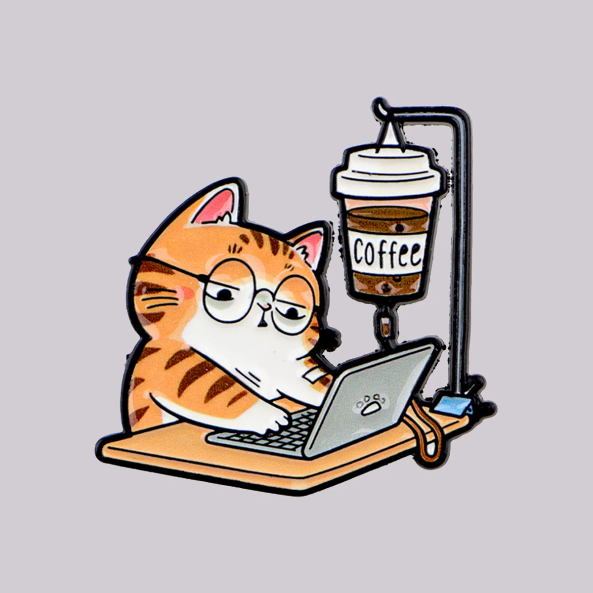 Cute Office Cat Enamel Pin Coffee Brooch Lapel Pins Badge on Backpack Clothing Accessories Fashion Jewelry Friends Gifts