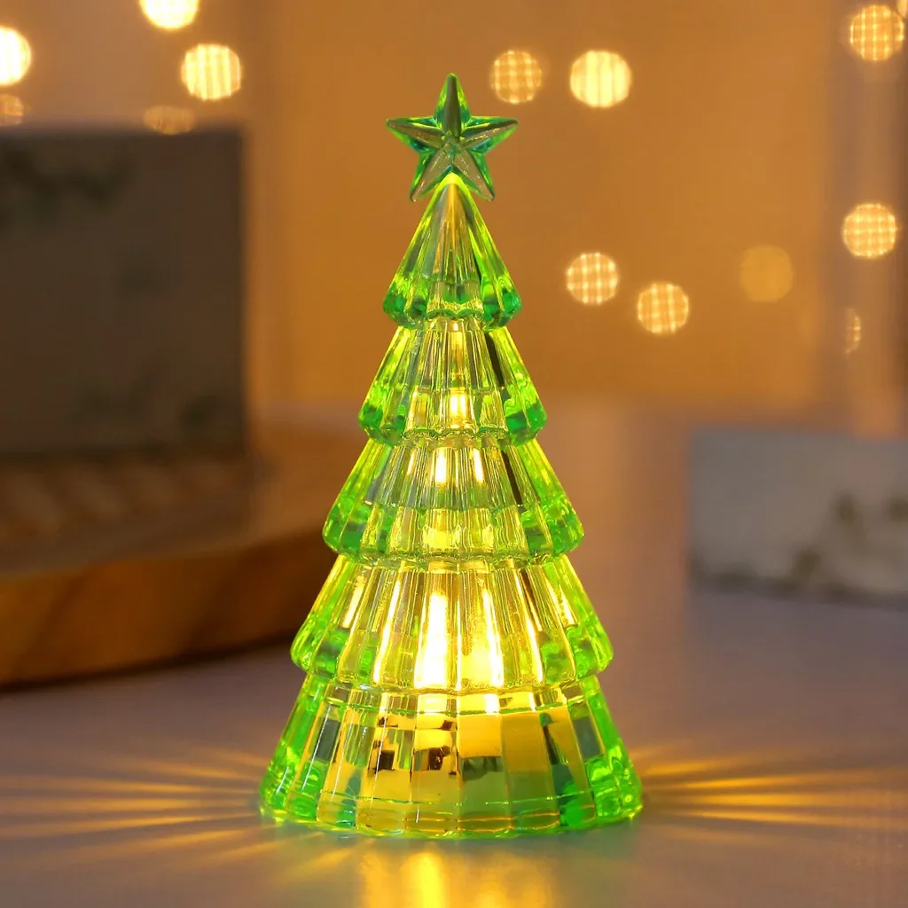 Christmas decoration luminous Christmas tree crystal night light desktop arrangement ornament led electronic candle light