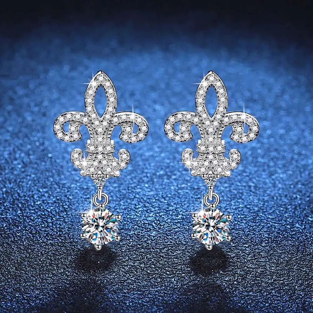 

BIJOX STORY 1ct Colors Moissanite Stud Earrings GRA Certified Lab Created Diamond 925 Sterling Silver Wedding Jewelry for Women