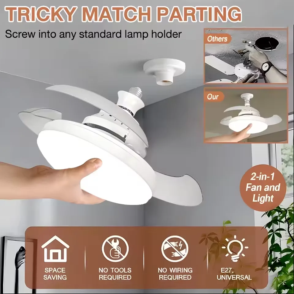 

Smart LED Ceiling Fan Light Remote Control APP Adjustable Color Temperature Brightness Lamps Living Room Bedroom Indoor Lights