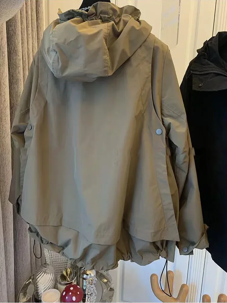 Veste coupe-vent à capuche pour femme, vêtements d\'extérieur féminins, manteau de proximité Wstring Tralice, Streetwear, printemps et automne