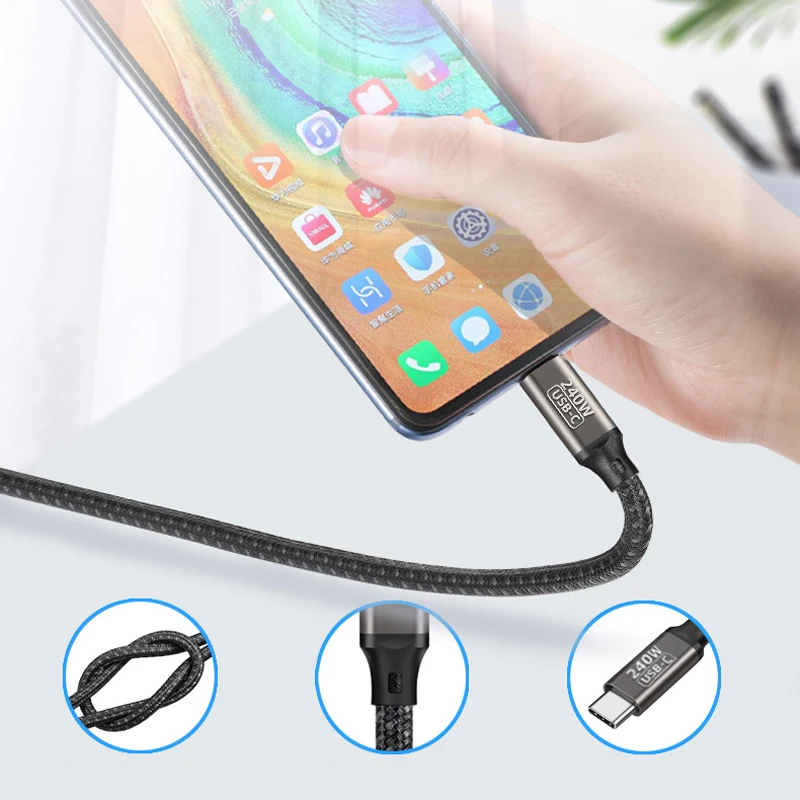 240W PD3.1 USB Type C to C Cable Fast Charging Wire for MacBook Pro iPhone 15 Plus Max PS5 Switch Samsung ASUS 5A Laptop Charger