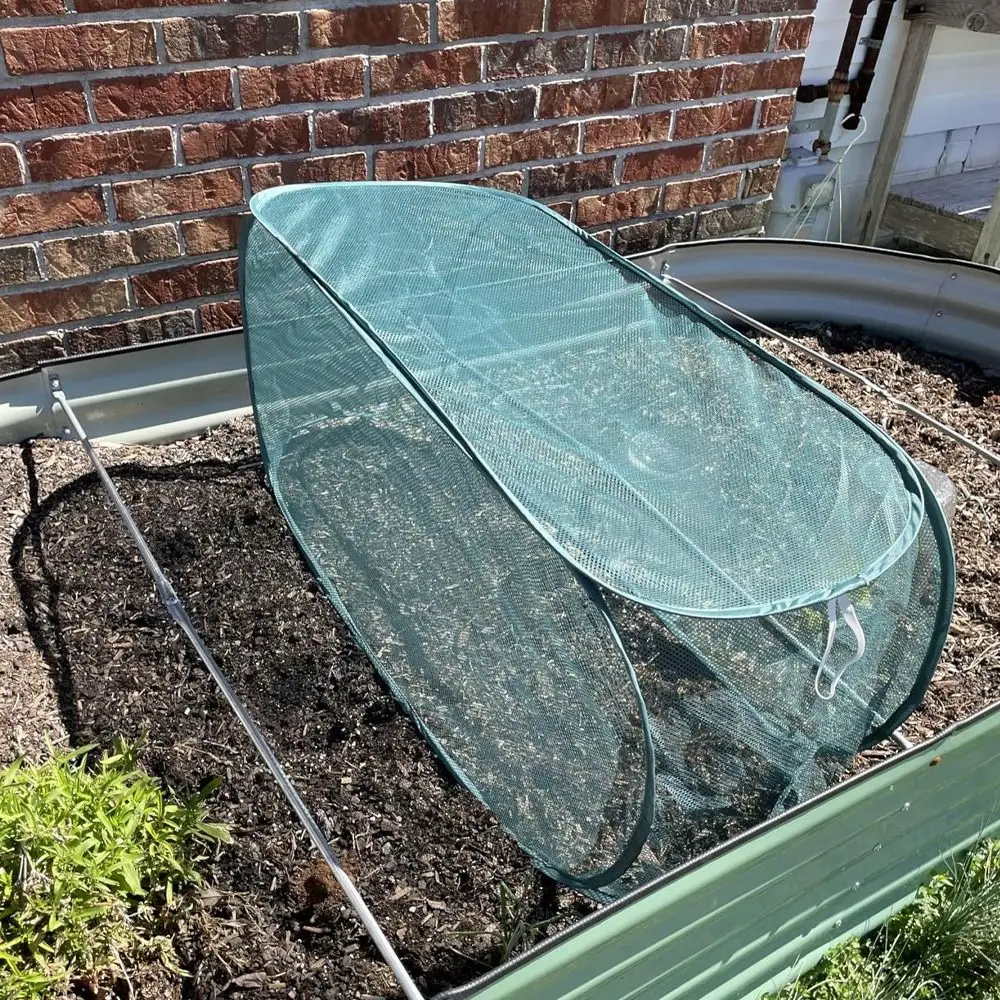 Foldable Plant Protection Netting Raised Beds Bird Control Garden Row Covers with Ground Stakes Mesh Plant Cage Flower Beds