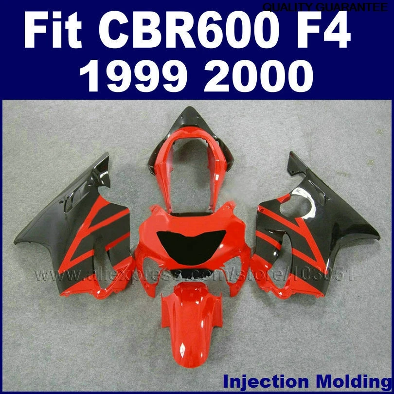 

New Custom Injection motorcycle fairing kits for HONDA 1999 2000 CBR600 F4 CBR600F4 99 00 hulls red black fairngs bodywork parts