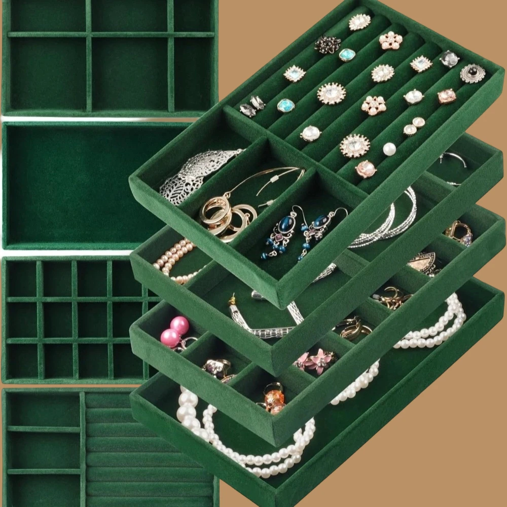 

8 PCS Jewelry Drawer Organizer, Stackable Velvet Organizer Tray, Jewelry Drawer Divider Board,Jewelry Drawer Divider Board