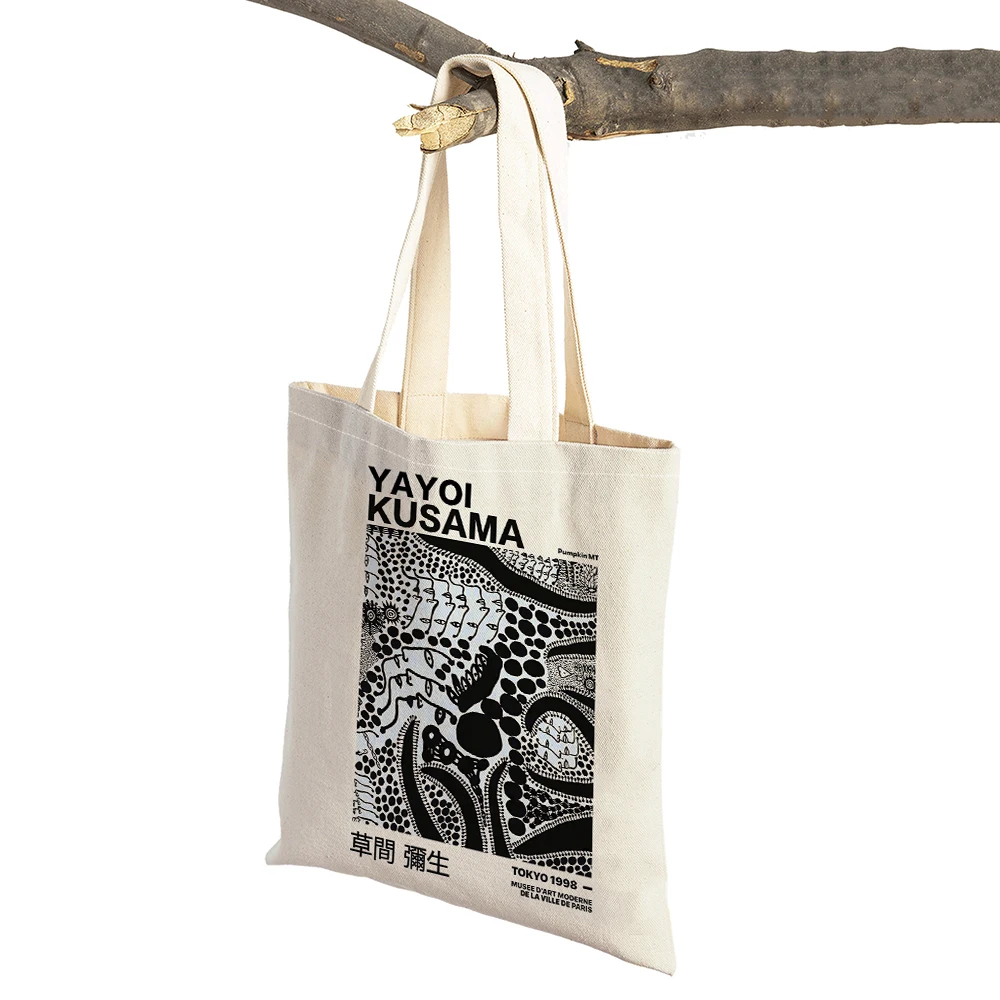 Double Print Yayoi Kusama Shopping Bags Colorful Polka Dots Digital Lady Shopper Bag Tote Cartoon Children Gift  Handbags