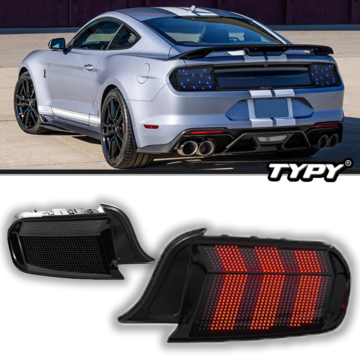 

Автомобильные фары TYPY для Ford Mustang RGB задний фонарь 2015-2023, светодиодный задний фонарь для проектора, дневные ходовые огни, автомобильные аксессуары