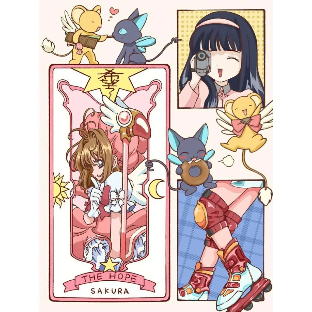Diamantmalerei Magische Frau Sakura Anime Diamant-Mosaik Handgemachte Kunst Exquisites Geschenk Heimdekoration