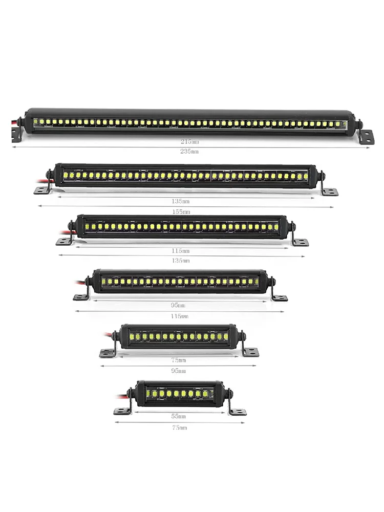 55/75/95/115/135/215mm LED Light Bar Roof Lamp Lights for Axial SCX10 90046 Traxxas TRX4 Slash Rustler 1/8 1/10 RC Car Upgrade