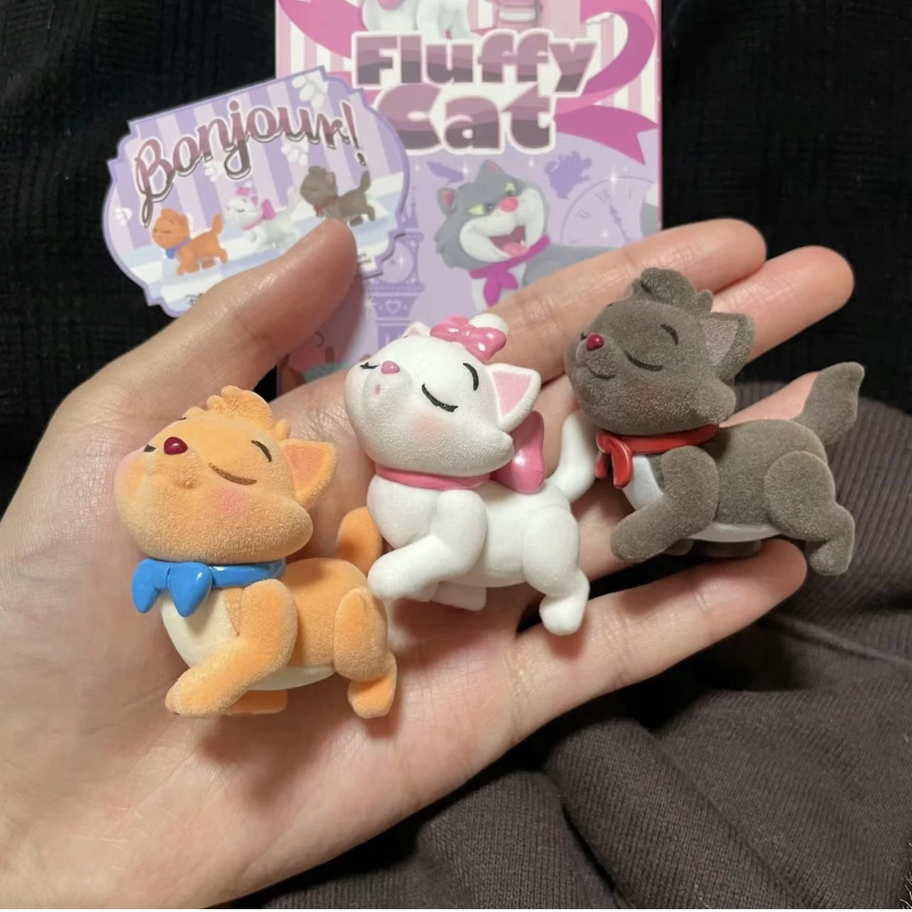 Miniso Disney Cat Velvet Series Mary Cat Lucifer Blind Box Toys Ornaments Hand-made Cute Model Statue Collection Girl Xmas Gift