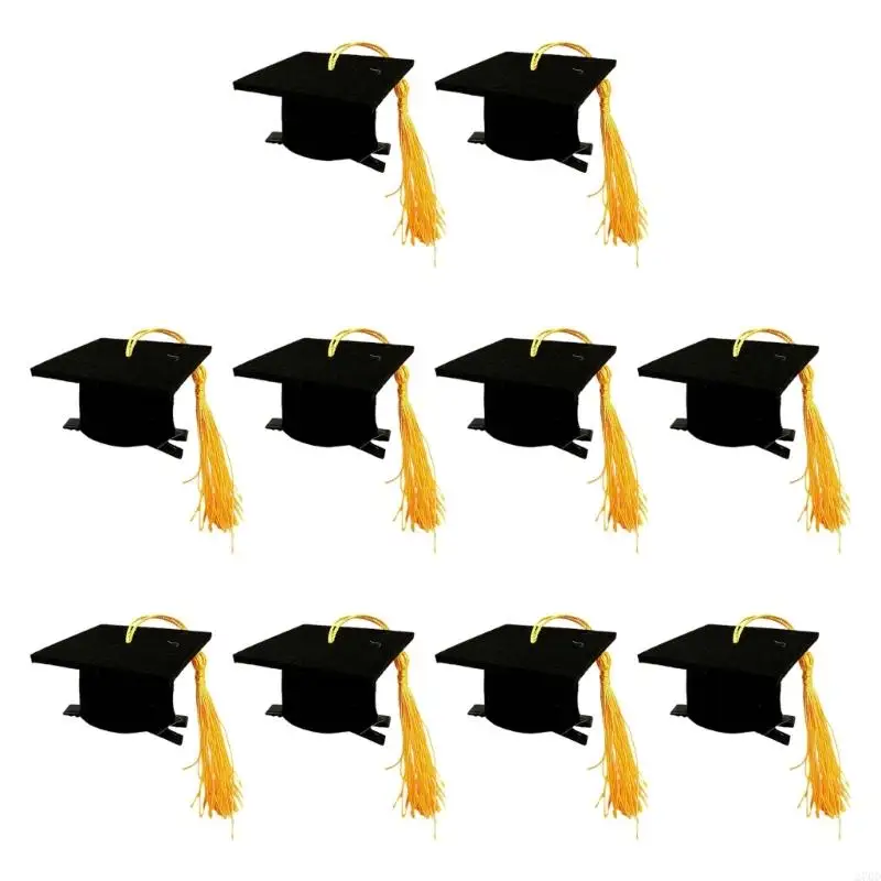 Soft Felts Academic Cap With Hair Clip Headpiece For School Graduation Occasion