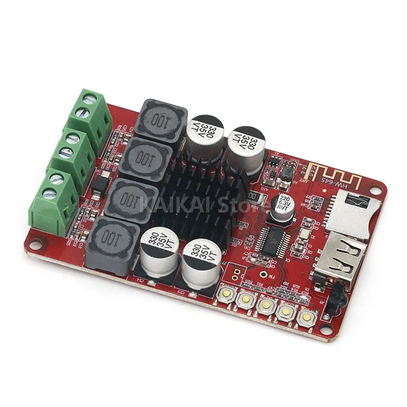 TPA3116 50W+50W Bluetooth Receiver Digital Audio Amplifier Board TF card U-disk Player FM Radio with Remote Controller